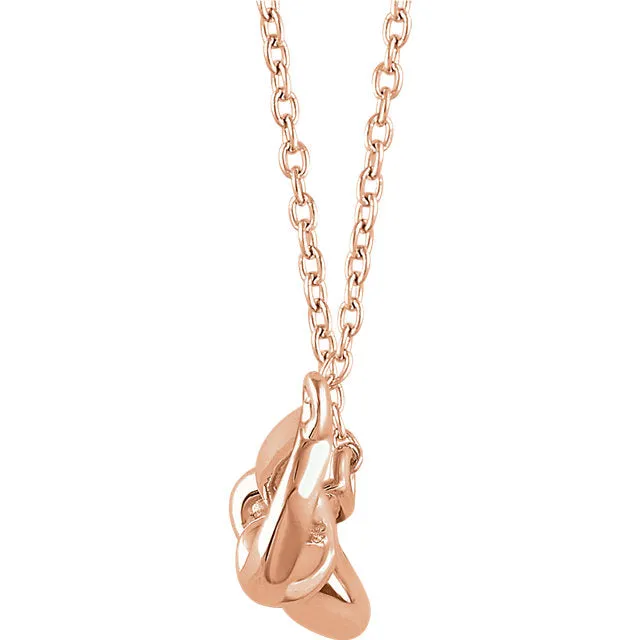 14k Yellow White Rose Gold or Sterling Silver Infinity Knot Necklace