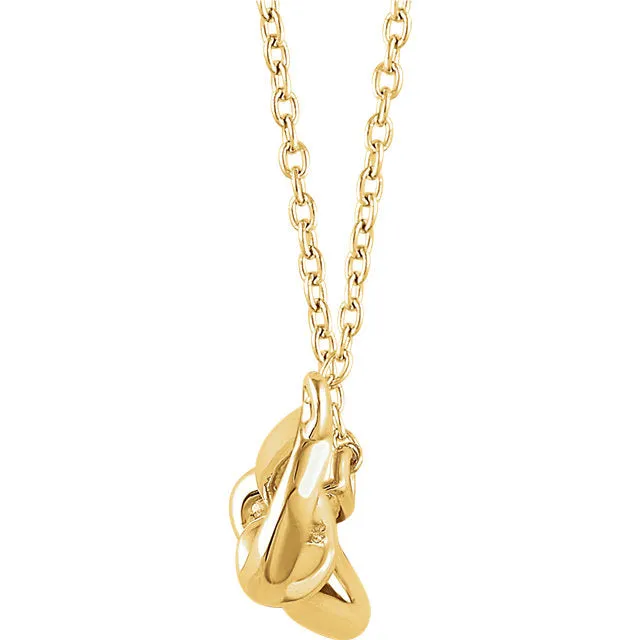 14k Yellow White Rose Gold or Sterling Silver Infinity Knot Necklace