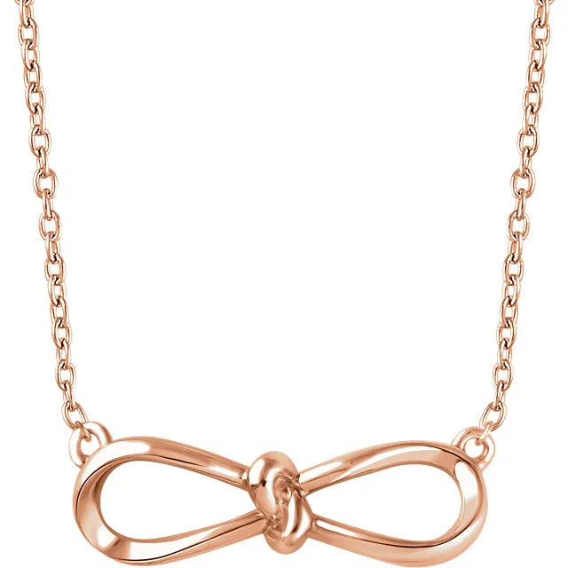14k Yellow White Rose Gold or Sterling Silver Infinity Knot Necklace