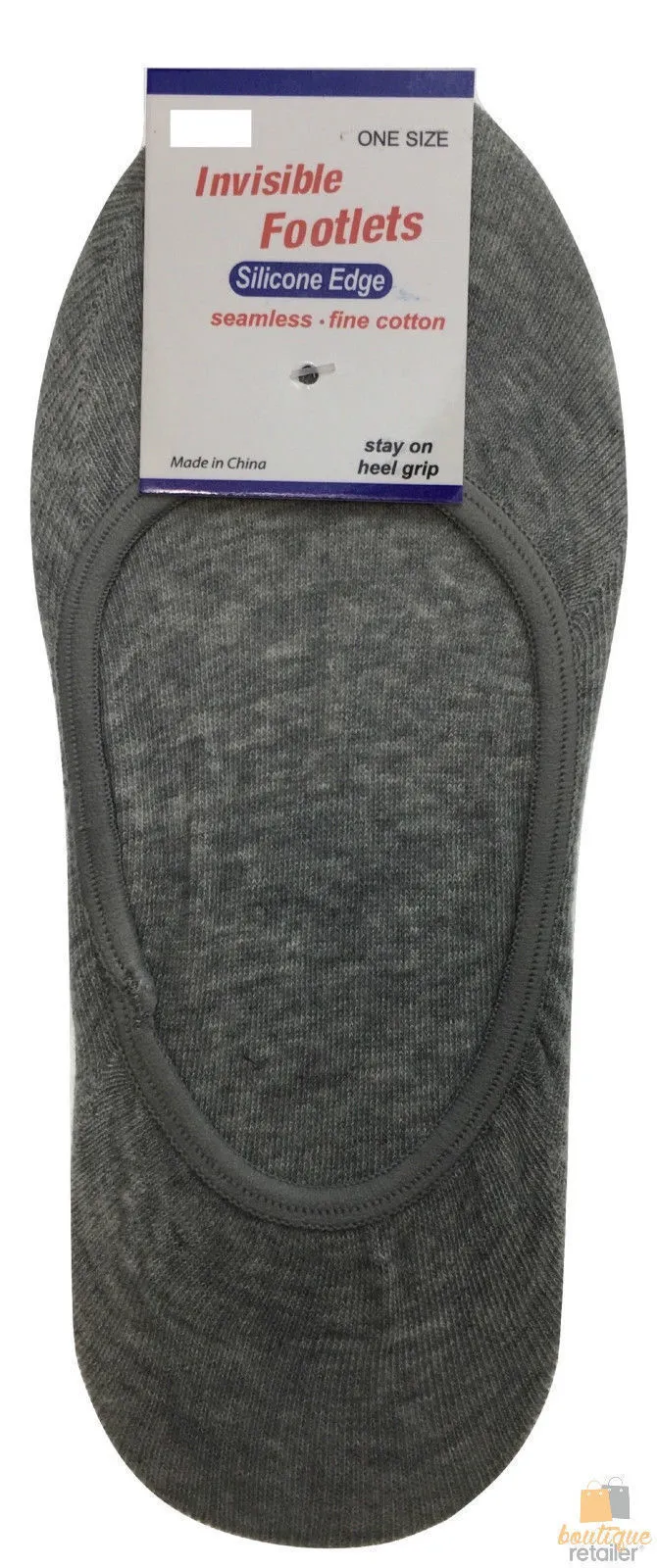 48x NO SHOW COTTON SOCKS Non Slip Heel Grip Low Cut Invisible Footlet Seamless