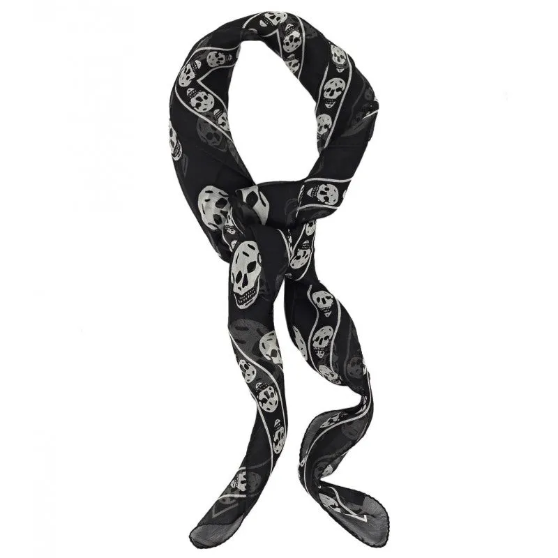Alexander McQueen Black & cream silk skull printed scarf
