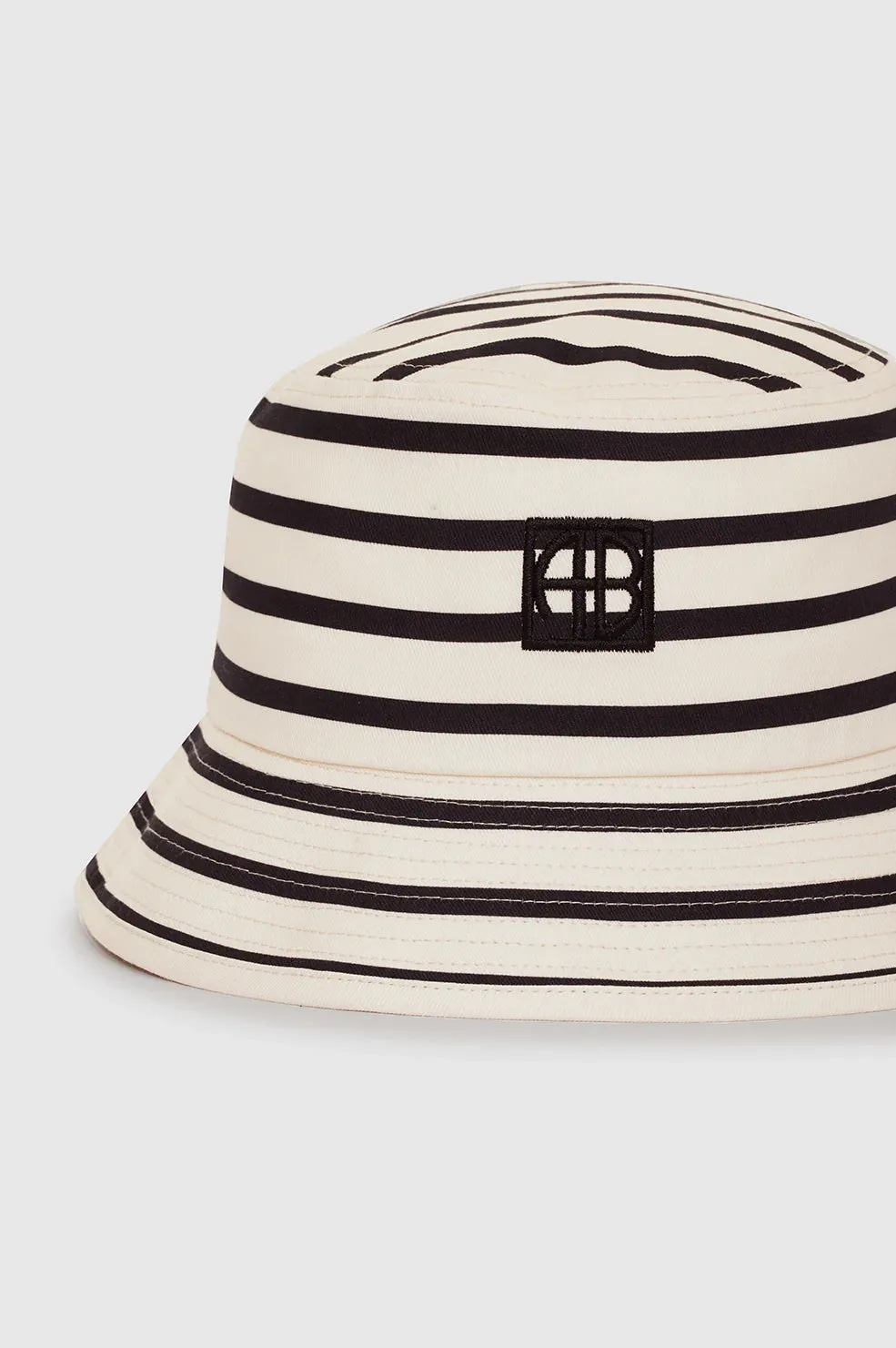 Anine Bing Nicks Bucket Hat in Black Stripe French Terry