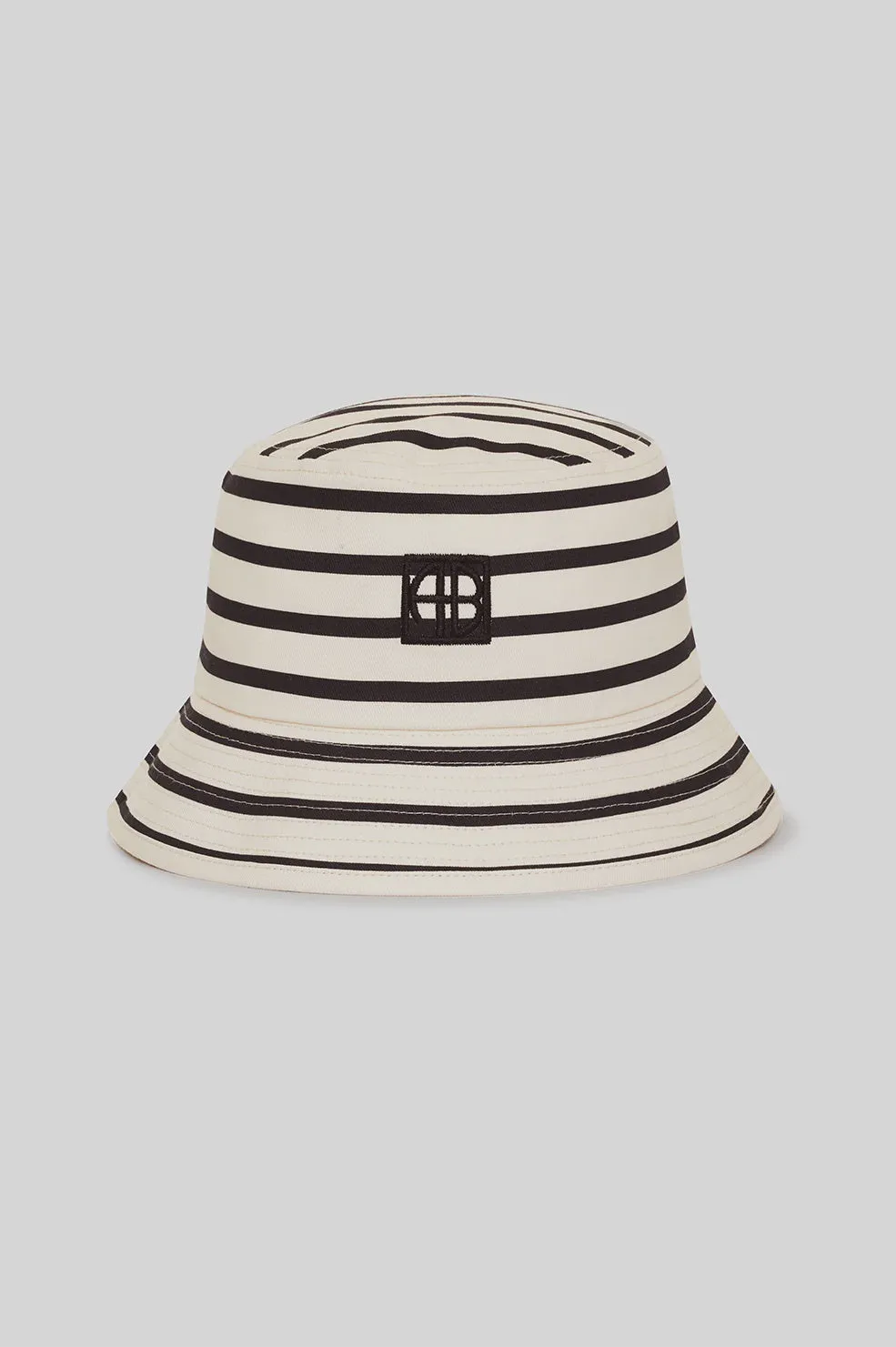 Anine Bing Nicks Bucket Hat in Black Stripe French Terry