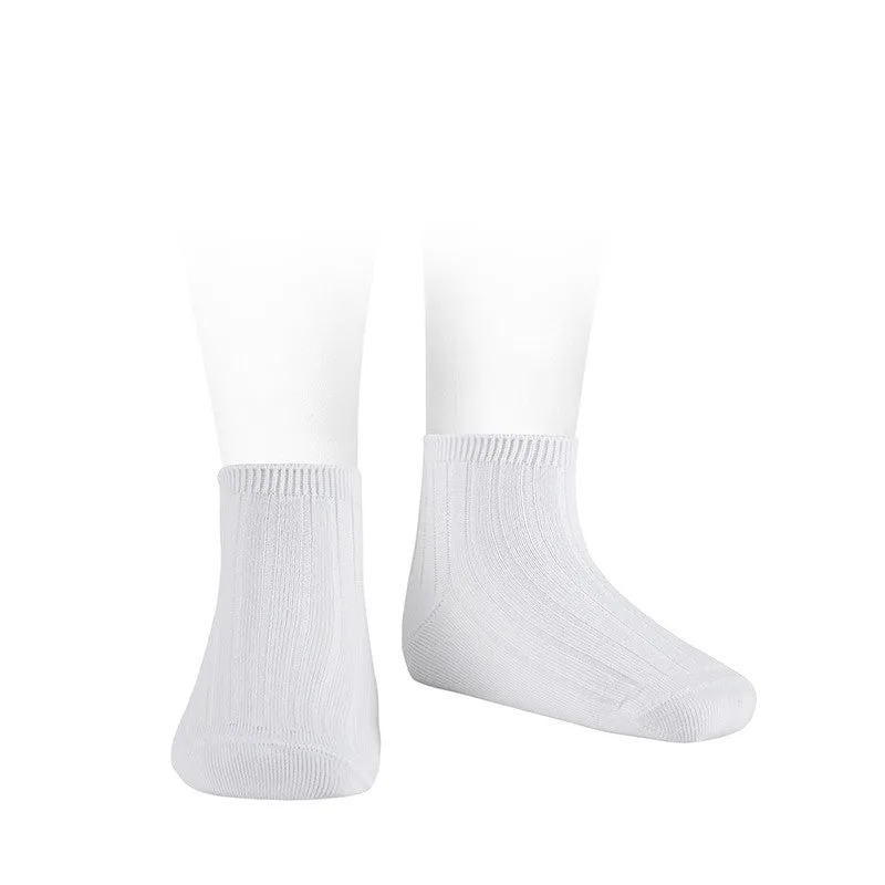 Bamboo rib ankle socks WHITE 200