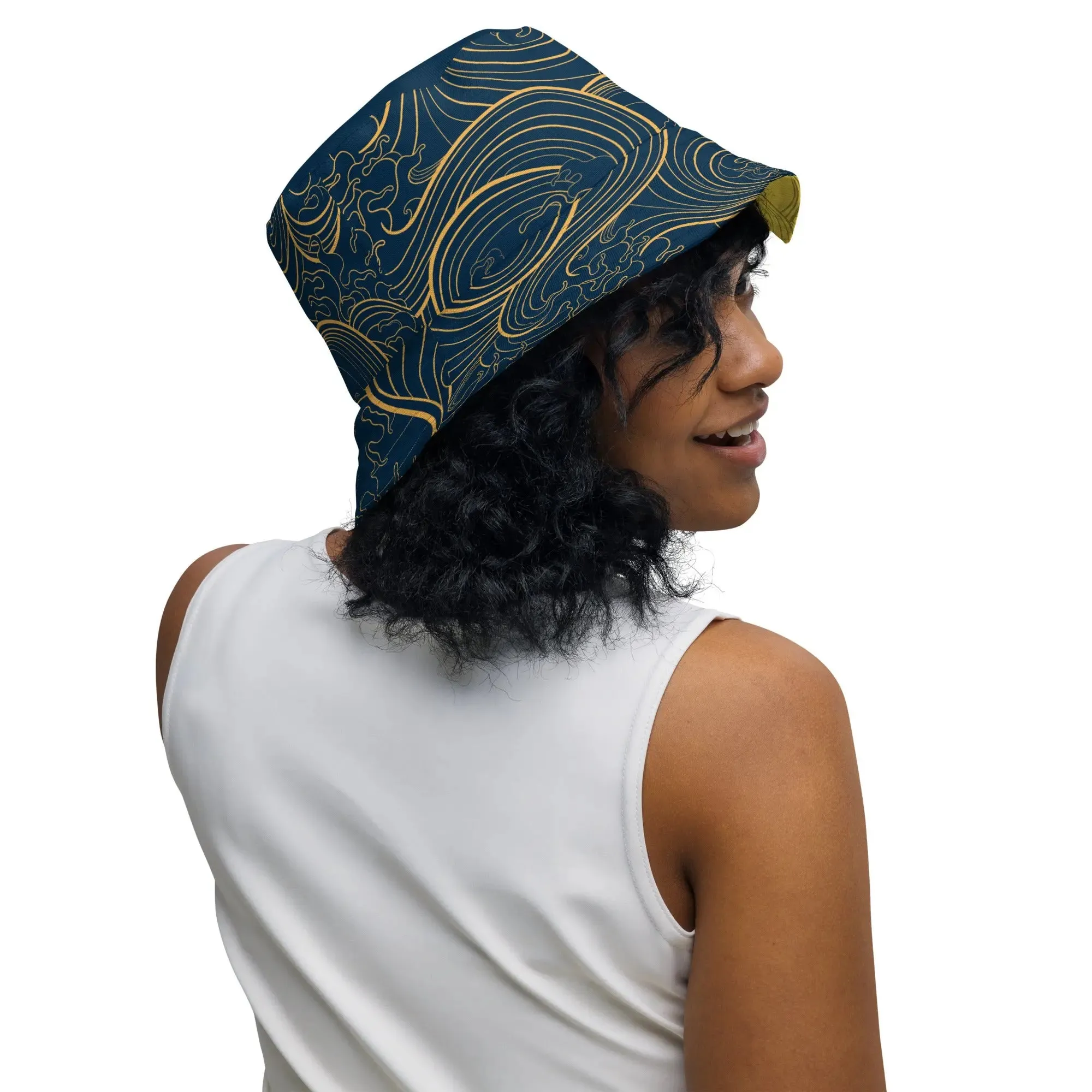 Bucket Hat, "Ocean One" collection - "Golden Waves" design. Reversible