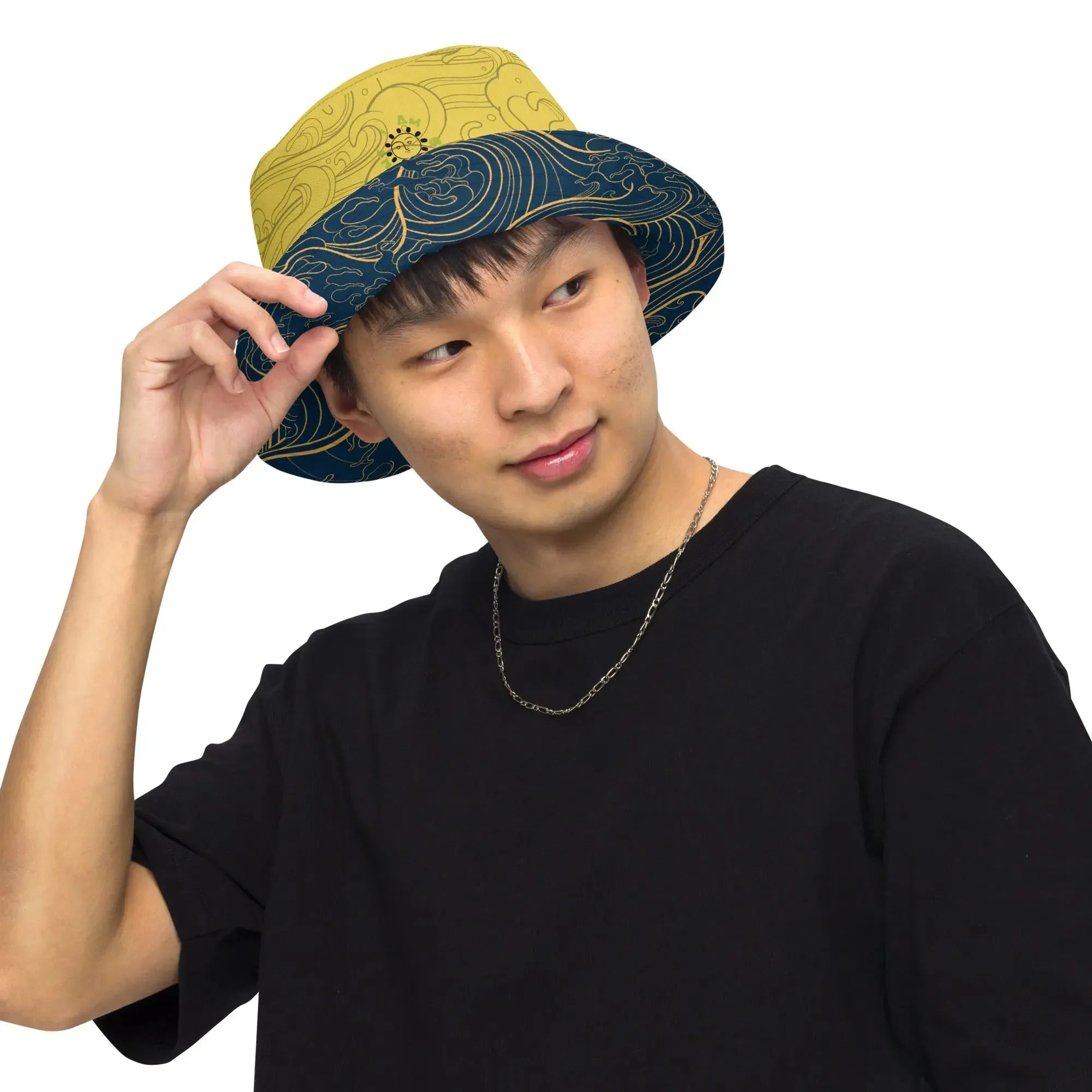 Bucket Hat, "Ocean One" collection - "Golden Waves" design. Reversible