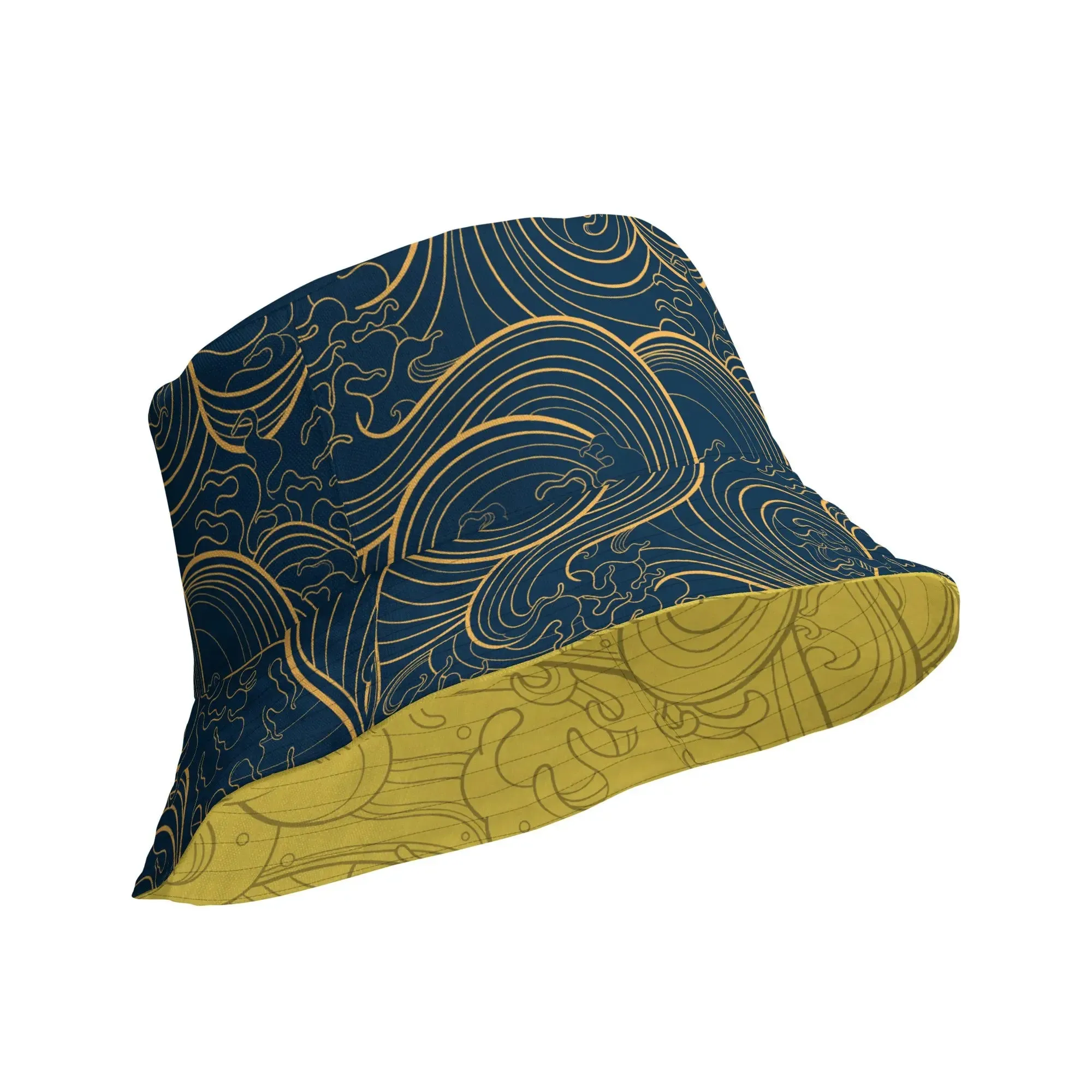 Bucket Hat, "Ocean One" collection - "Golden Waves" design. Reversible