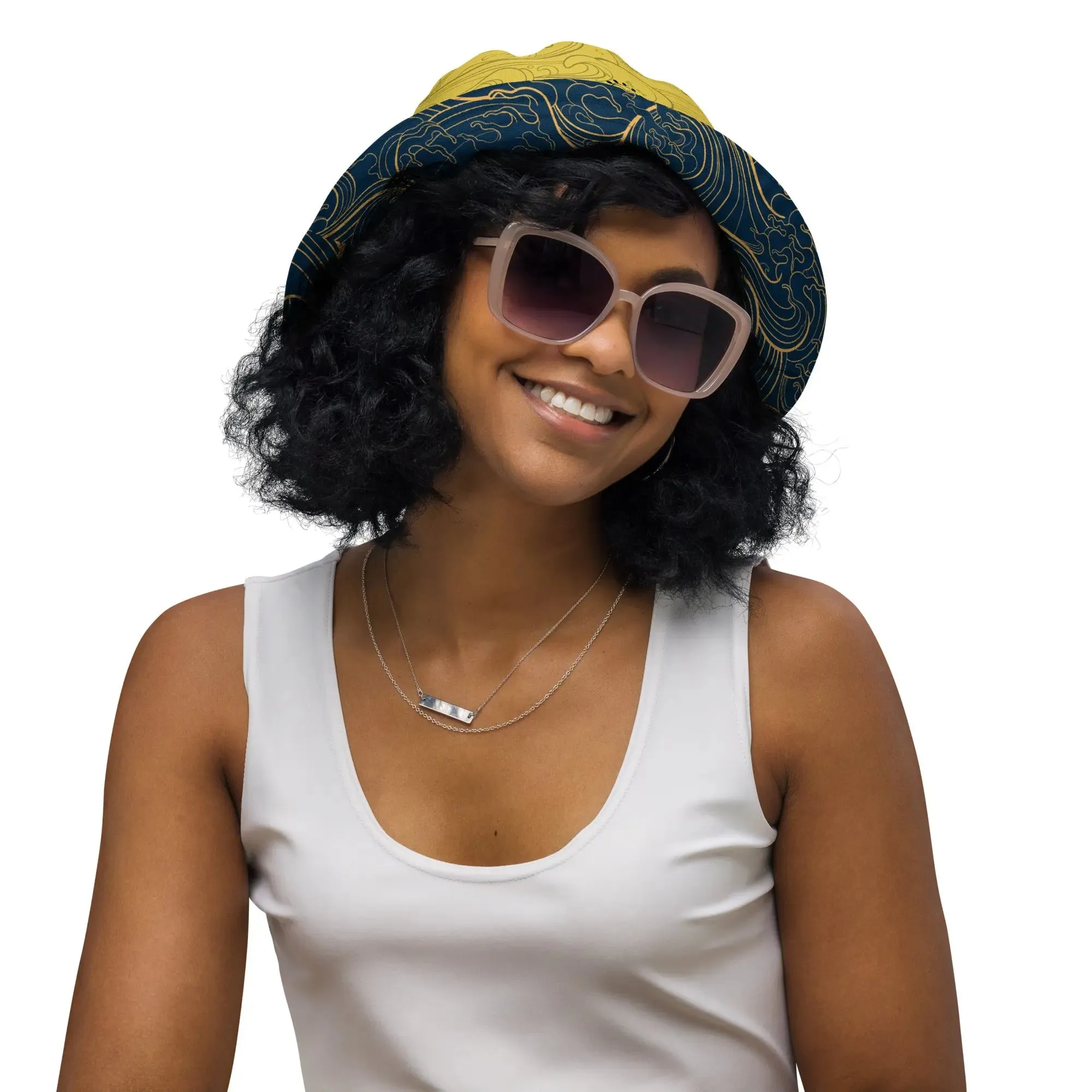 Bucket Hat, "Ocean One" collection - "Golden Waves" design. Reversible