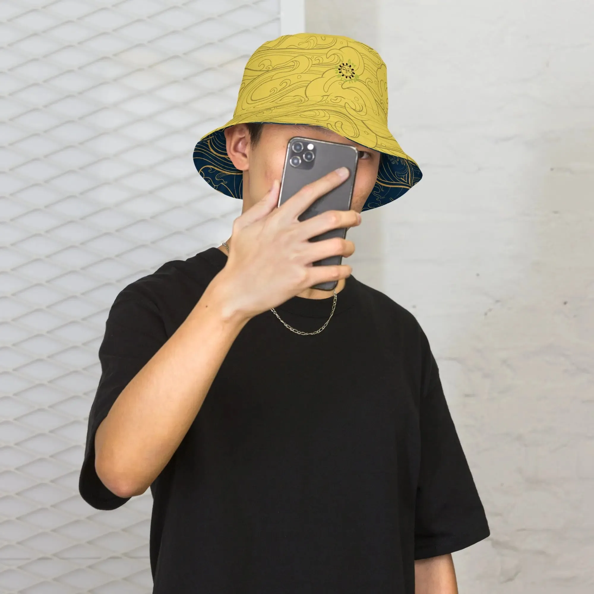 Bucket Hat, "Ocean One" collection - "Golden Waves" design. Reversible