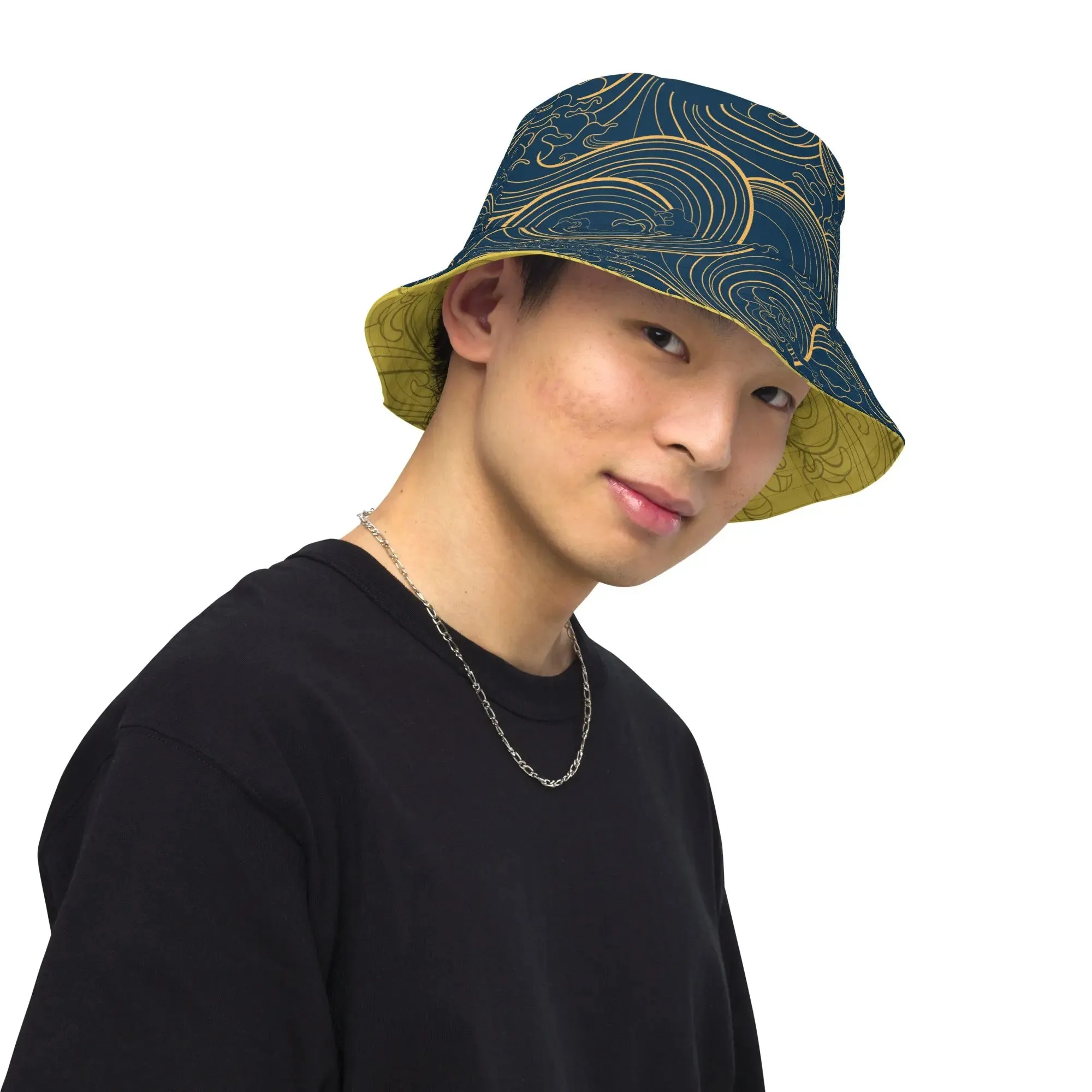 Bucket Hat, "Ocean One" collection - "Golden Waves" design. Reversible