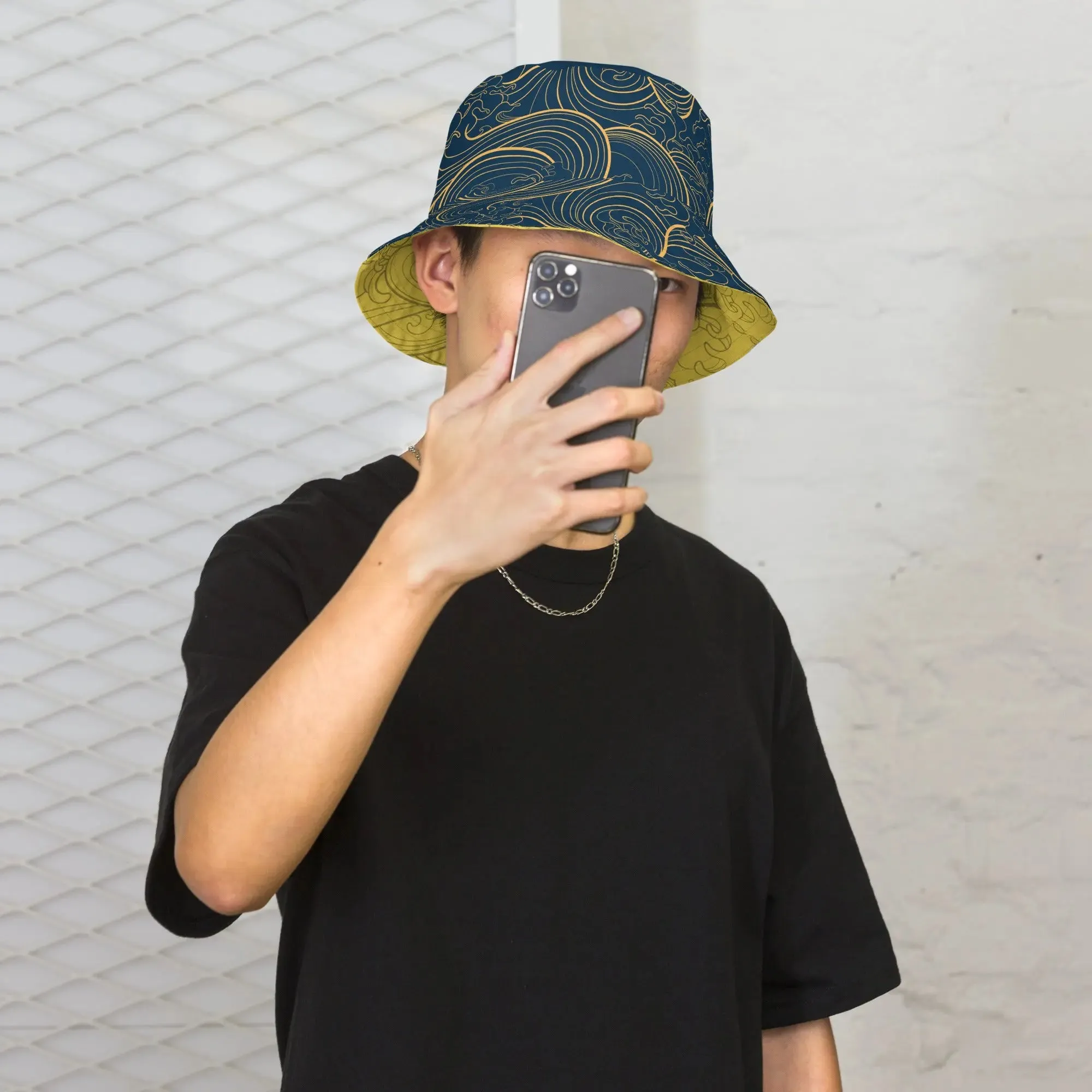 Bucket Hat, "Ocean One" collection - "Golden Waves" design. Reversible