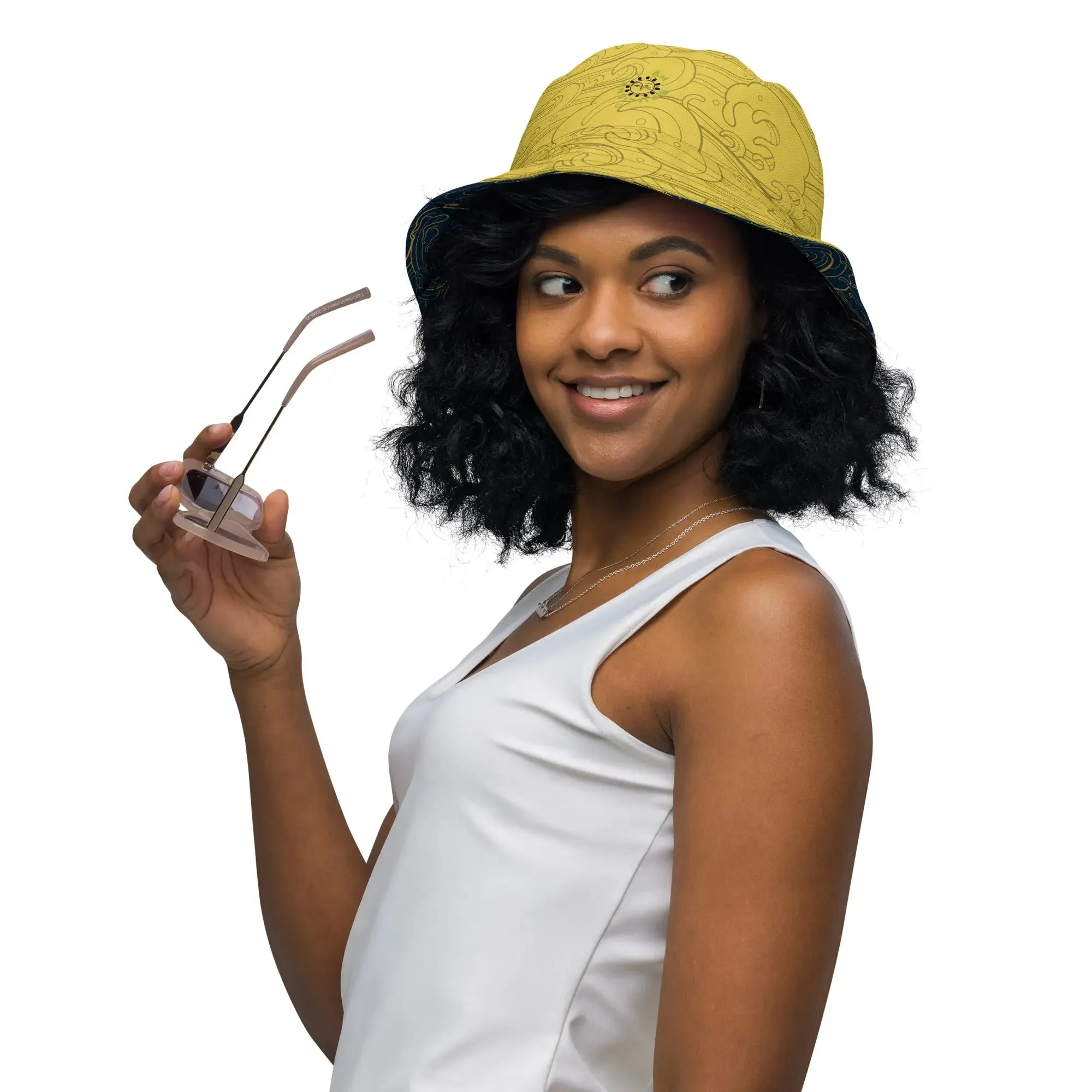 Bucket Hat, "Ocean One" collection - "Golden Waves" design. Reversible