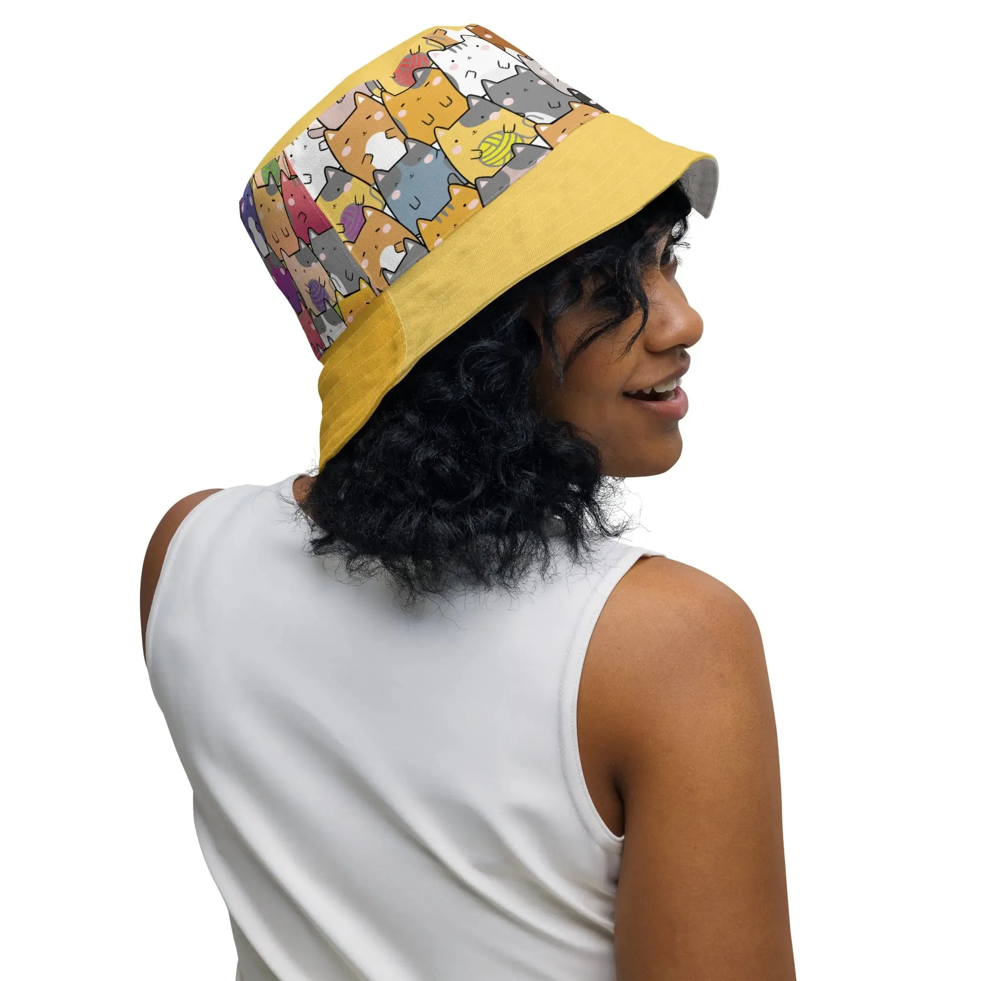 Bucket Hat, reversible "Mixed Cats"