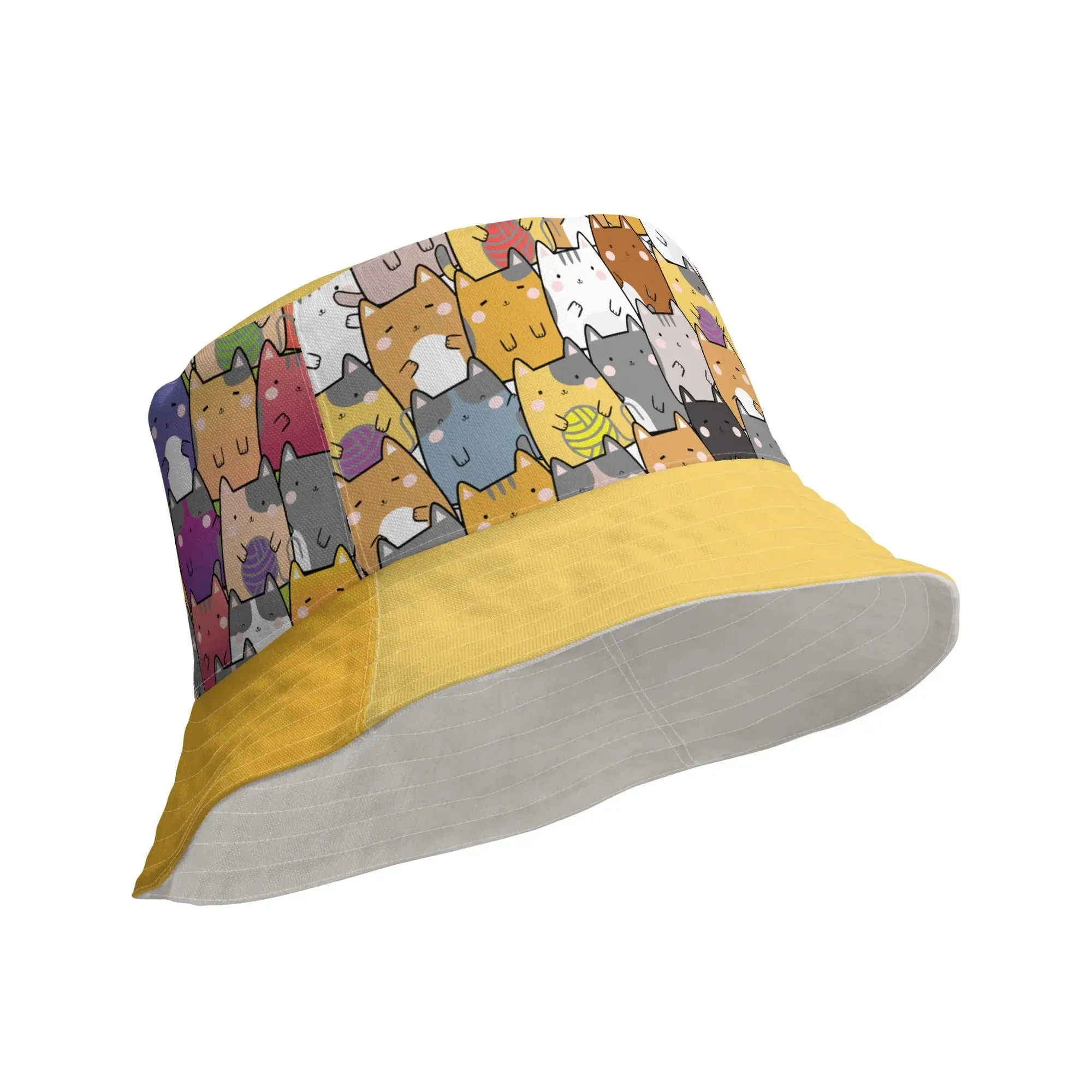 Bucket Hat, reversible "Mixed Cats"