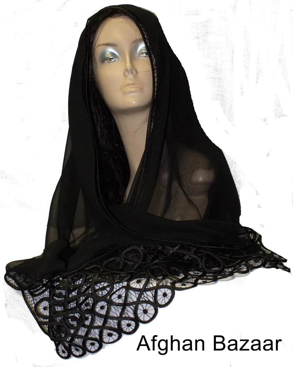 Georgette Silk Scarf with Lace Design