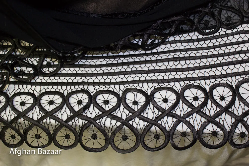 Georgette Silk Scarf with Lace Design