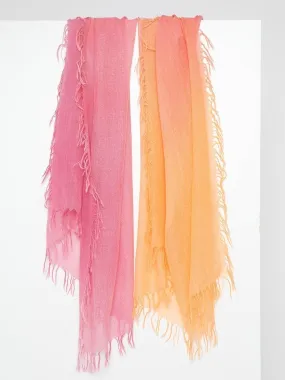 Kinross Multicolor Spray Print Scarf in Raspberry Multi