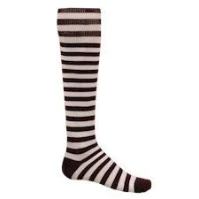 Maroon and White Mini Hoop Striped Athletic Knee High Socks (Medium)