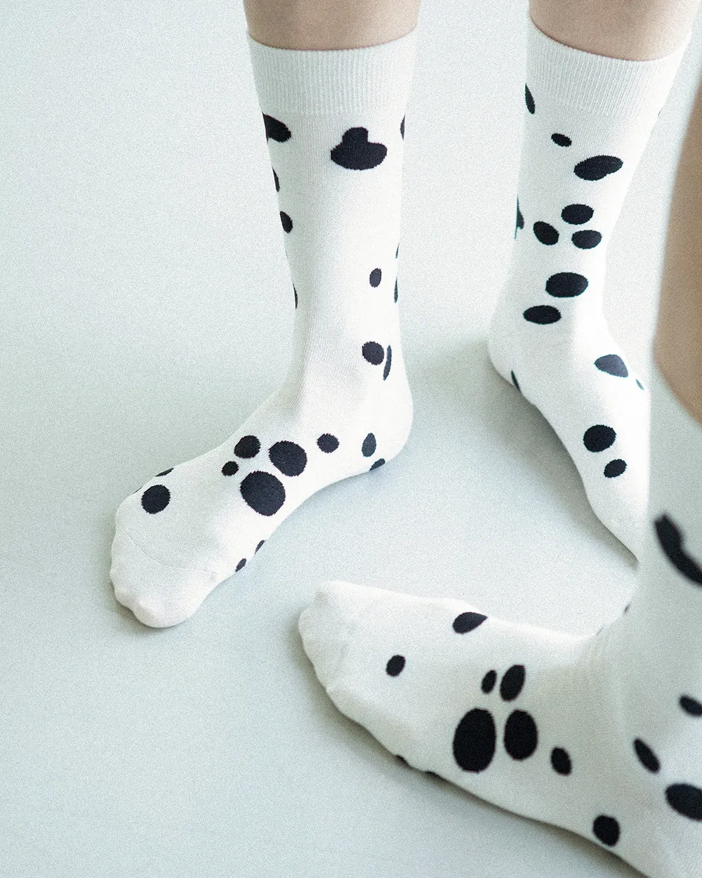 Men's Dalmatian Pattern Socks - White & Black