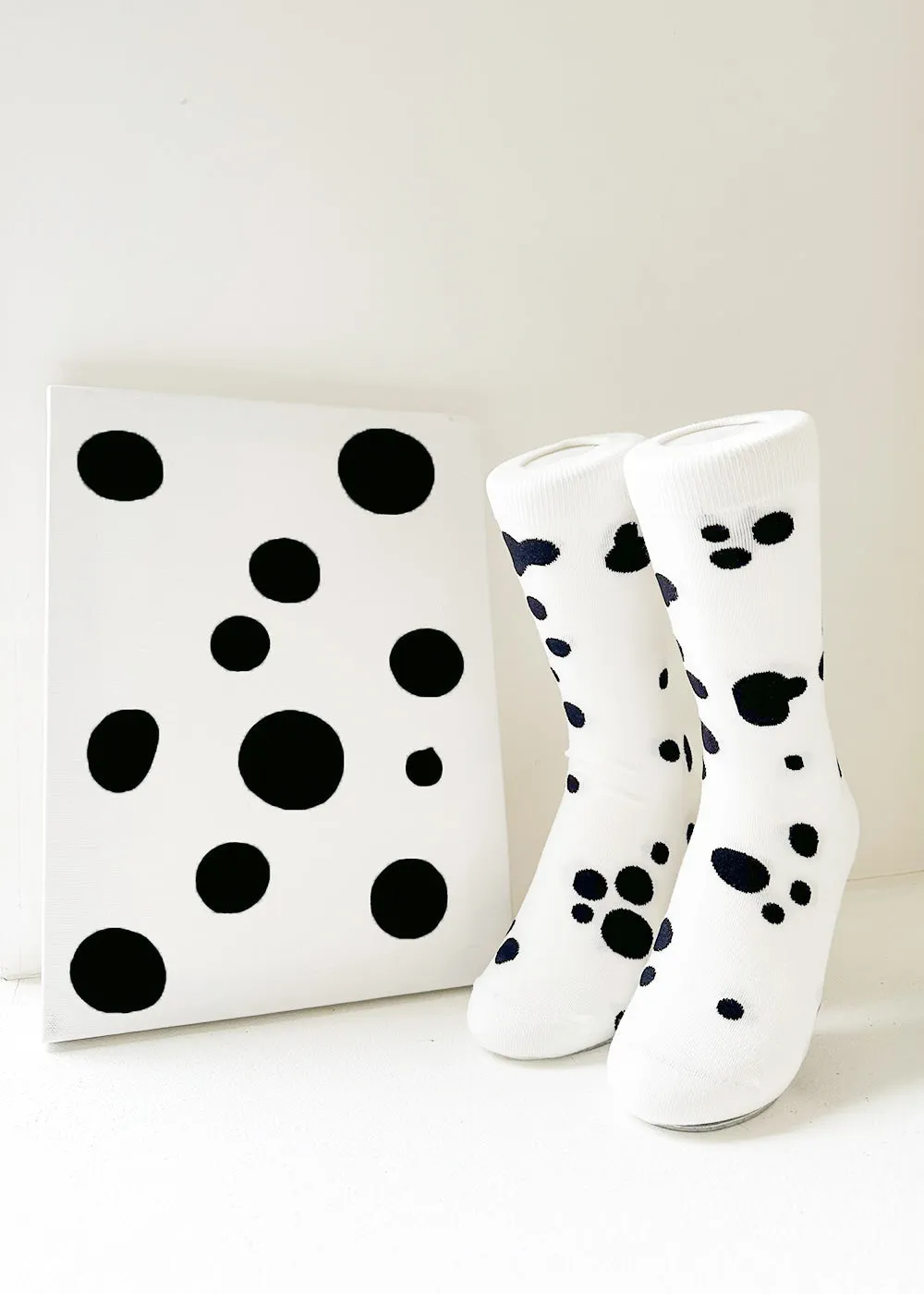 Men's Dalmatian Pattern Socks - White & Black