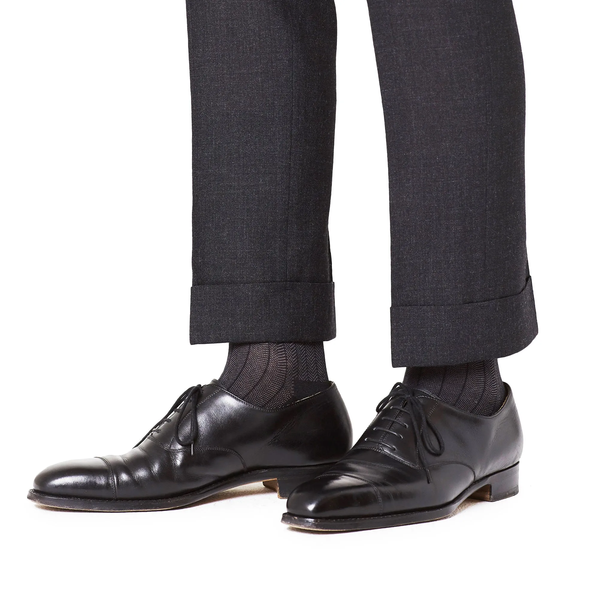 Men's Dark Gray Herringbone Dress Socks
