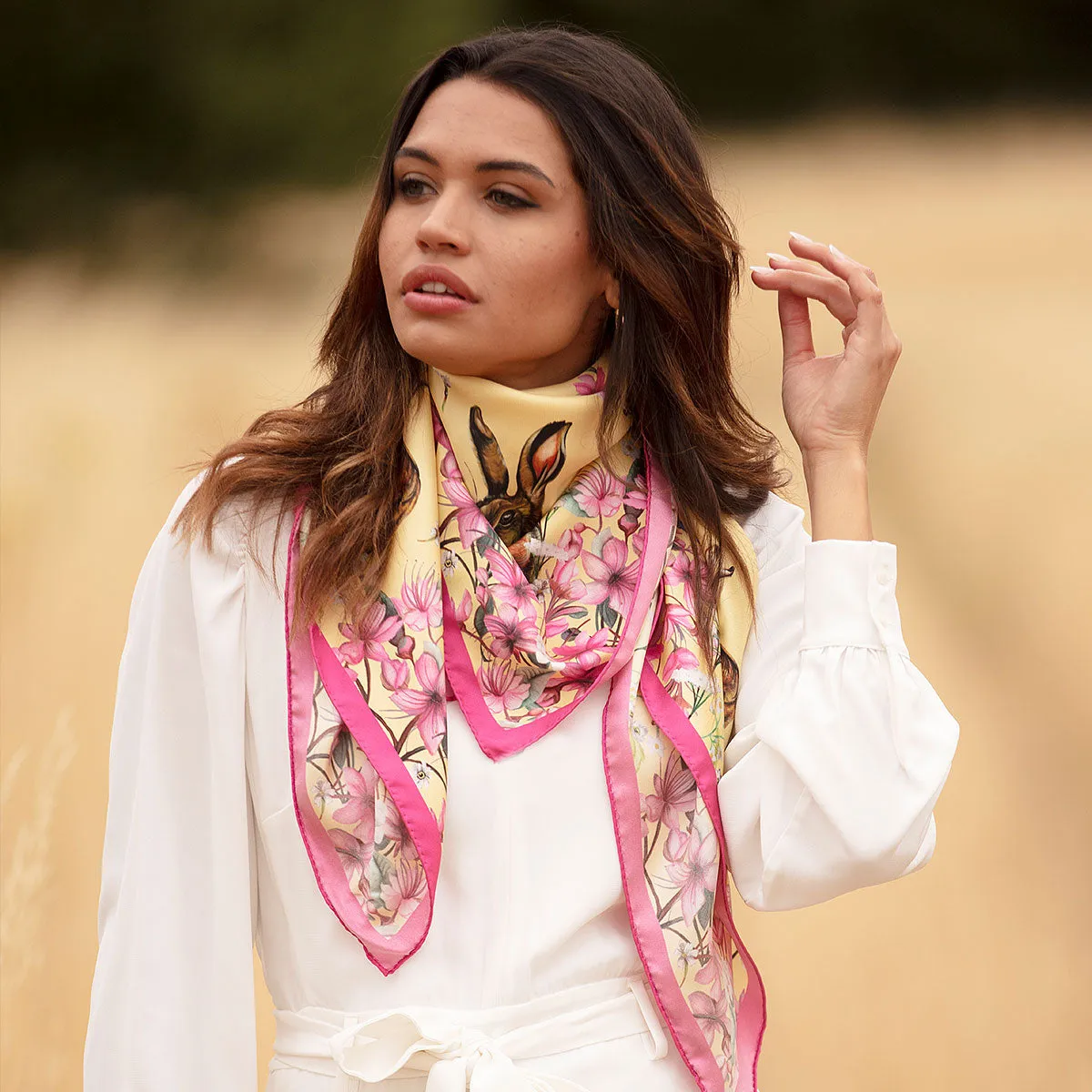 Oopsie Daisy Buttermilk Large Square Silk Scarf