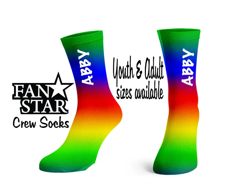 Personalized Rainbow Crew Socks