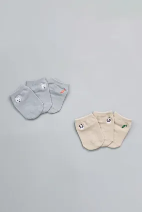 Set of 2.5 Low Cut Socks - Polar Bear & Panda