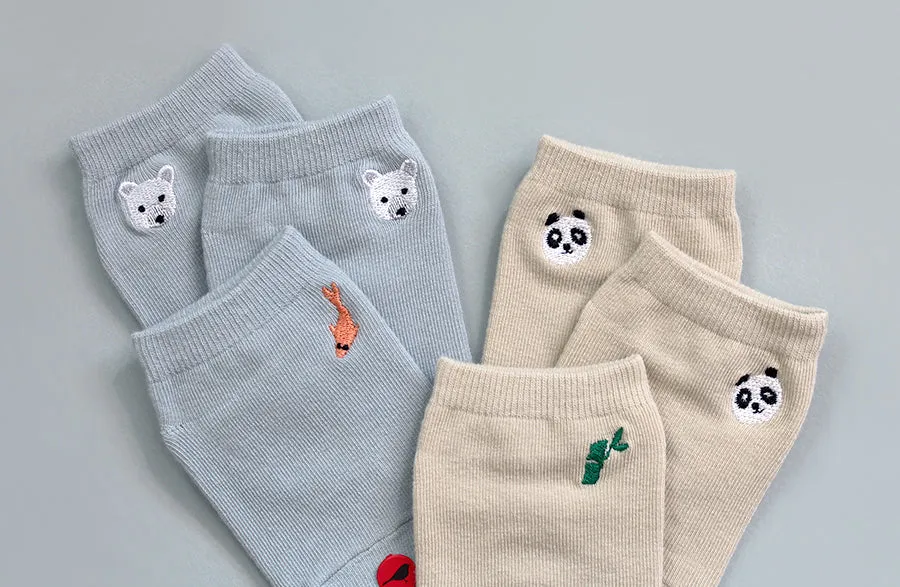 Set of 2.5 Low Cut Socks - Polar Bear & Panda