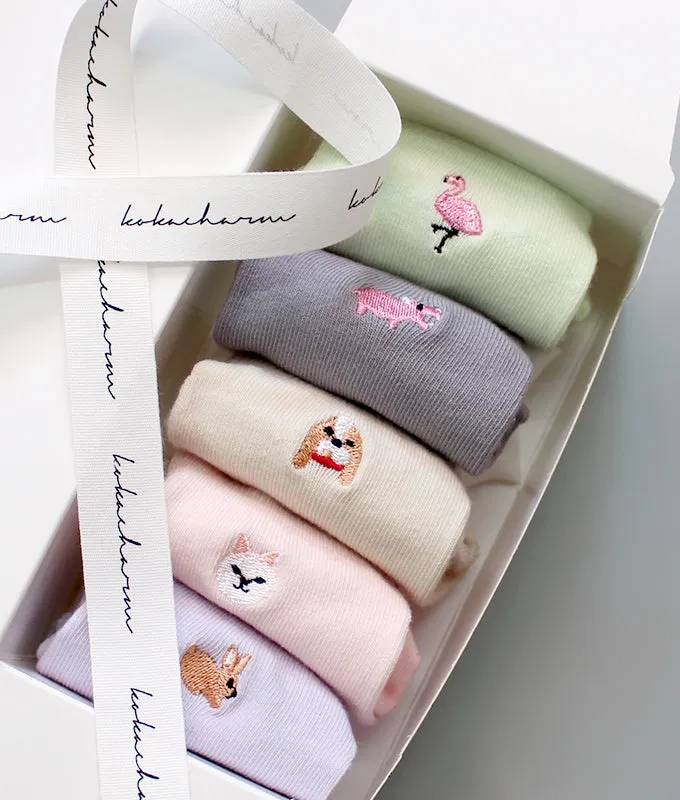 Set of 5 Low Cut Socks - Softy Friends