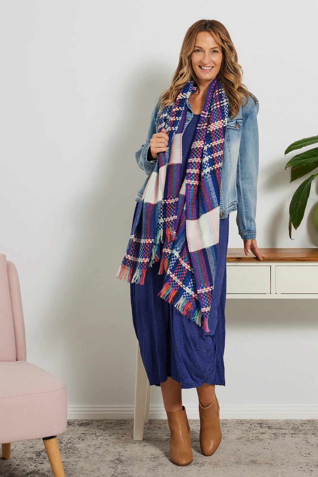 Shay Scarf - Royal Blue/Multi